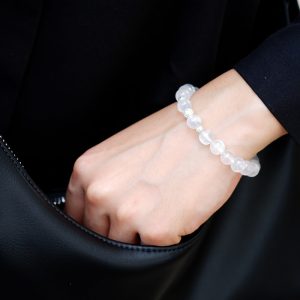 vòng đá moonstone charm tròn bạc